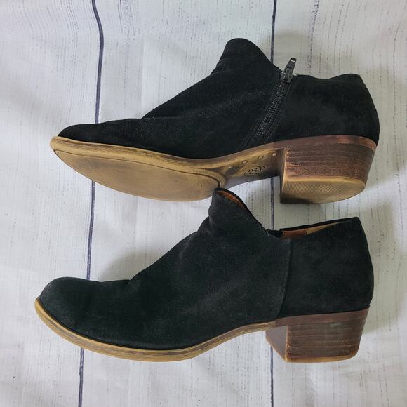 Lucky Brand Size 9.5 Lp Brett Women's Black Suede Leather Side Zip Ankle Boots - Picture 5 of 11